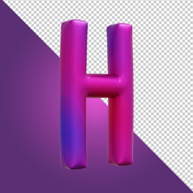 Representación 3d de la letra H del alfabeto aislada