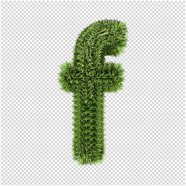 Representación 3d de la letra de la hierba verde
