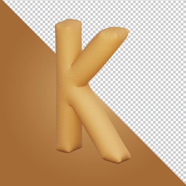 Representación 3d de la letra K del alfabeto aislada