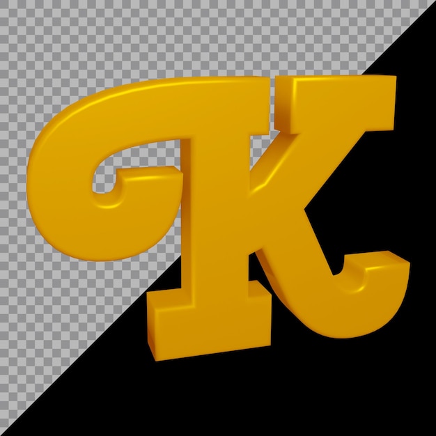 Representación 3D de la letra k del alfabeto