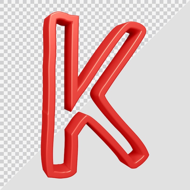 Representación 3D de la letra k del alfabeto