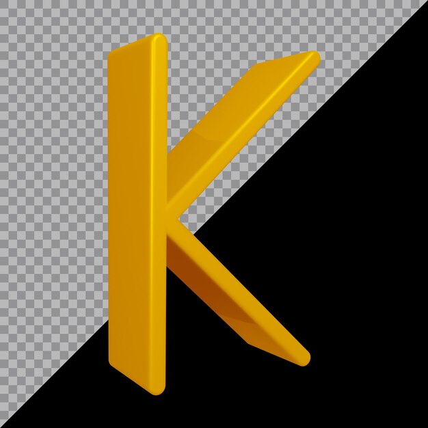 Representación 3D de la letra k del alfabeto