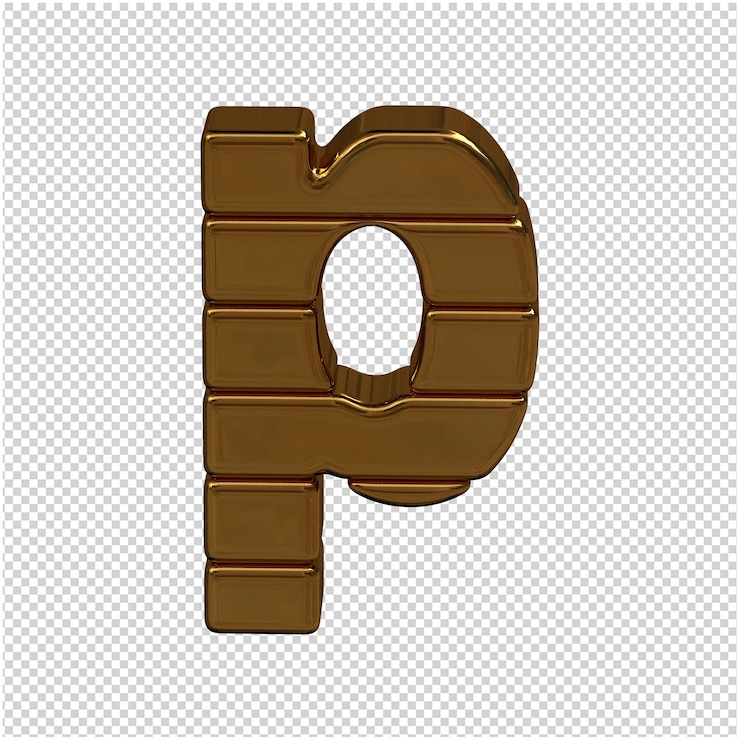 PSD representación 3d de la letra de lingotes de oro