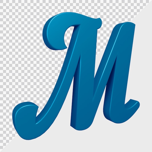 Representación 3D de la letra m del alfabeto