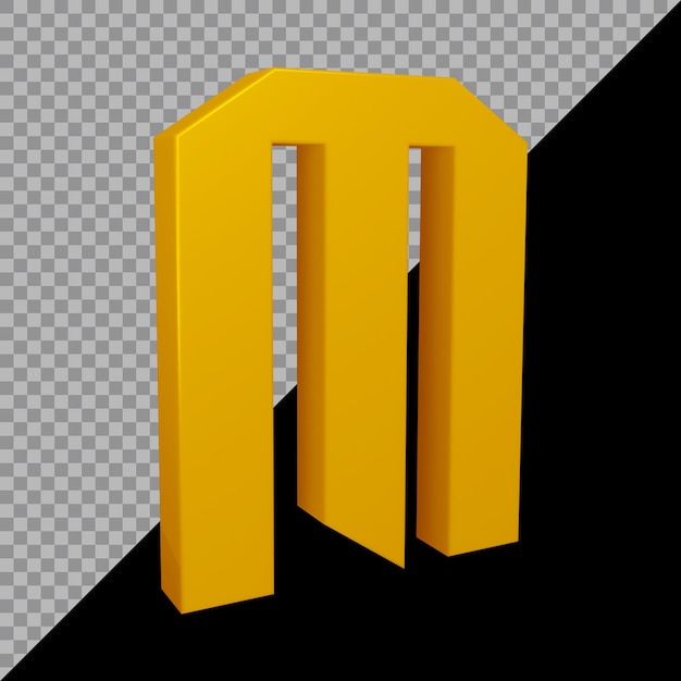 Representación 3D de la letra m del alfabeto