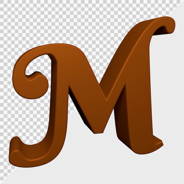 Representación 3D de la letra m del alfabeto