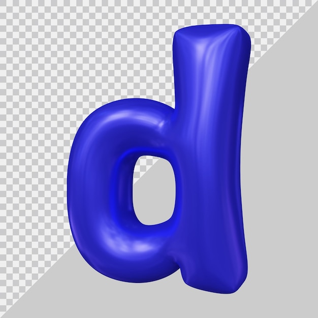 Representación 3d de letra minúscula d con estilo moderno
