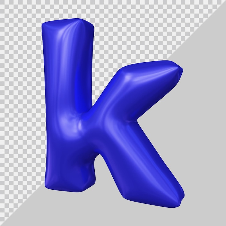 PSD representación 3d de la letra minúscula k con estilo moderno