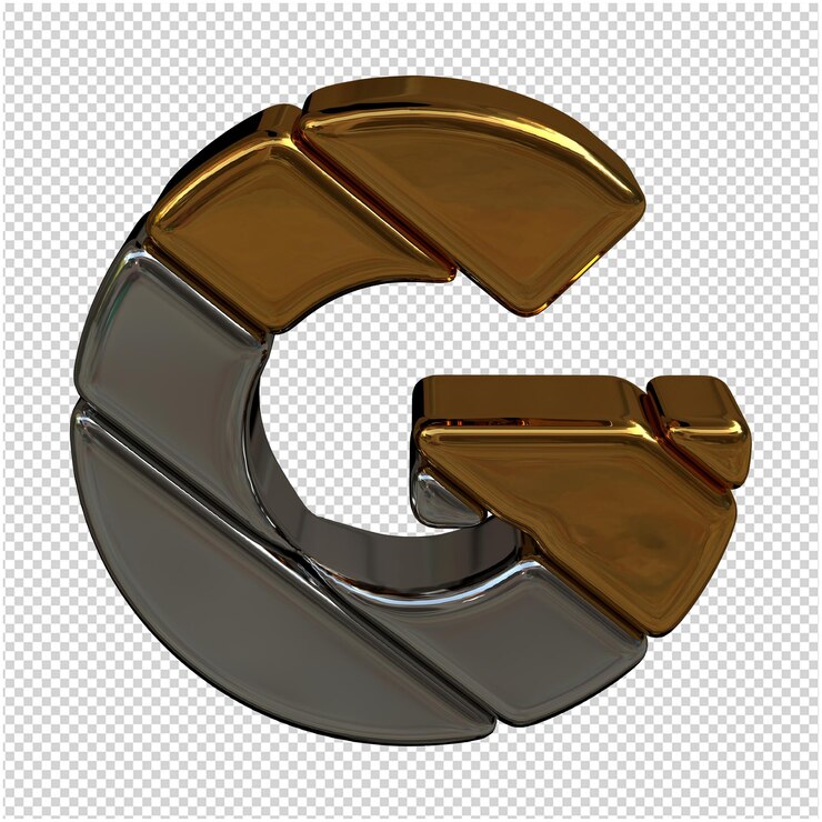 PSD representación 3d de la letra de oro y plata