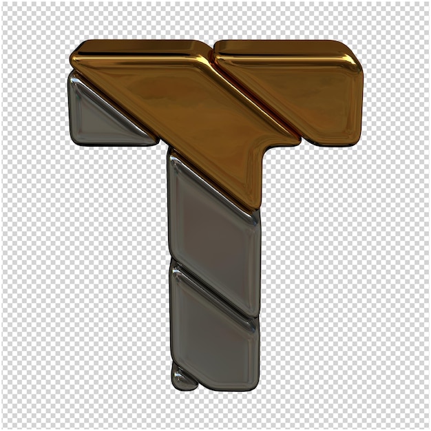 Representación 3d de la letra de oro y plata