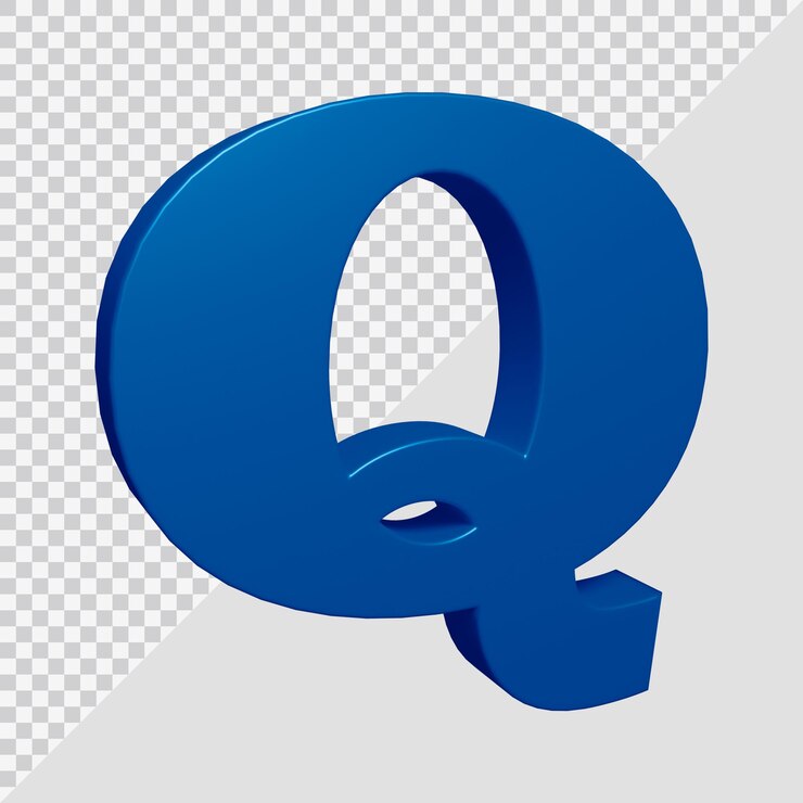 PSD representación 3d de la letra q del alfabeto
