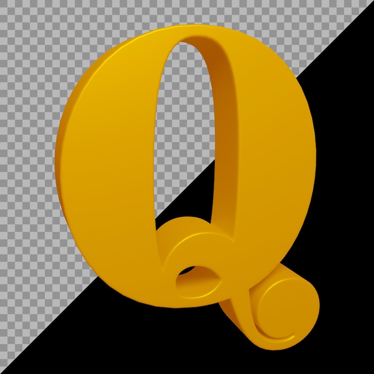 PSD representación 3d de la letra q del alfabeto