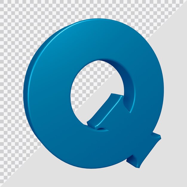 Representación 3D de la letra q del alfabeto