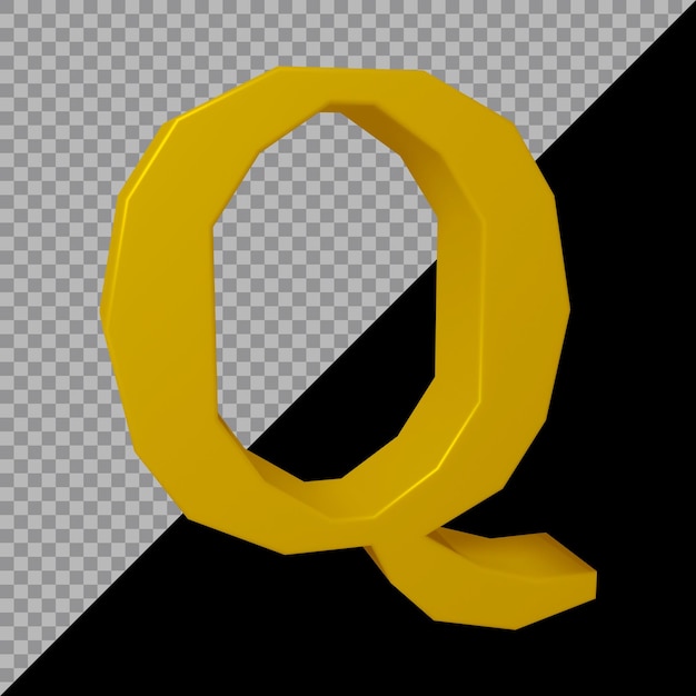 Representación 3d de la letra q del alfabeto