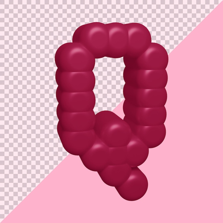 PSD representación 3d de la letra q del alfabeto
