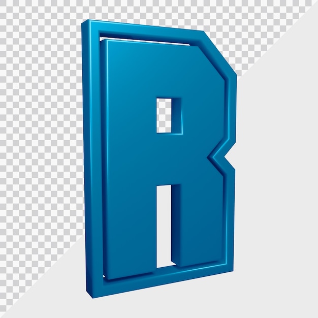 Representación 3D de la letra r del alfabeto