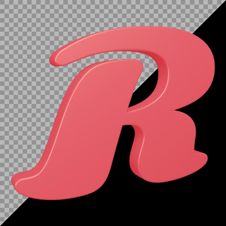 PSD representación 3d de la letra r del alfabeto