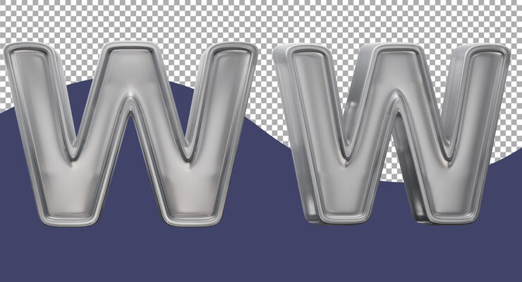 PSD representación en 3d de la letra w de vidrio de cromo
