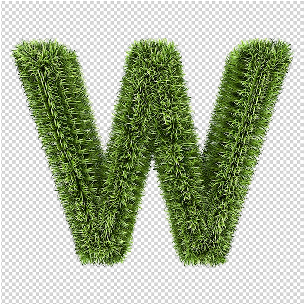 Representación 3d de letras de hierba verde