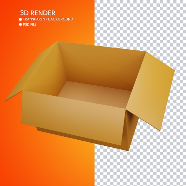 Representación 3d de una linda caja de cartón