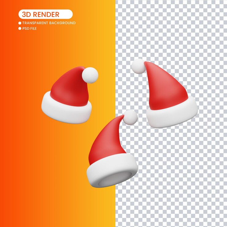 PSD representación 3d de lindo gorro de papá noel para redes sociales