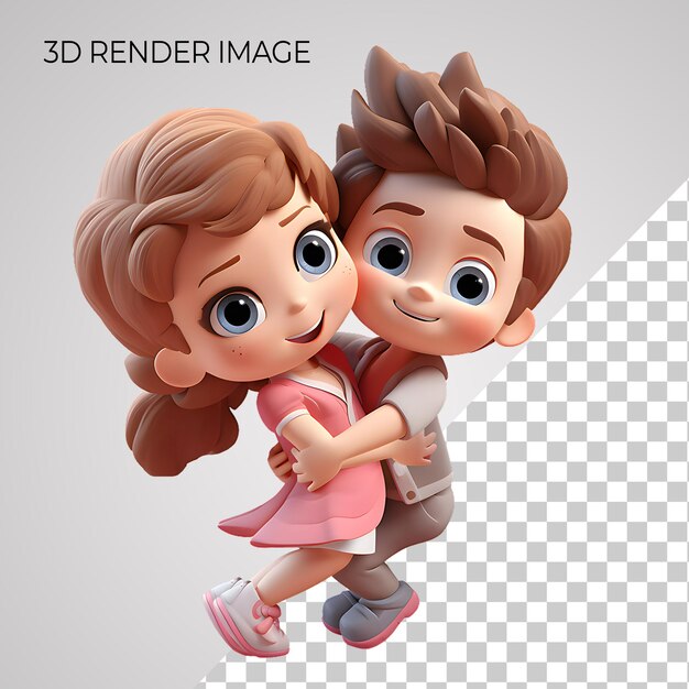 Representación 3d lindo kawaii chibi pareja anime amor personaje romántico