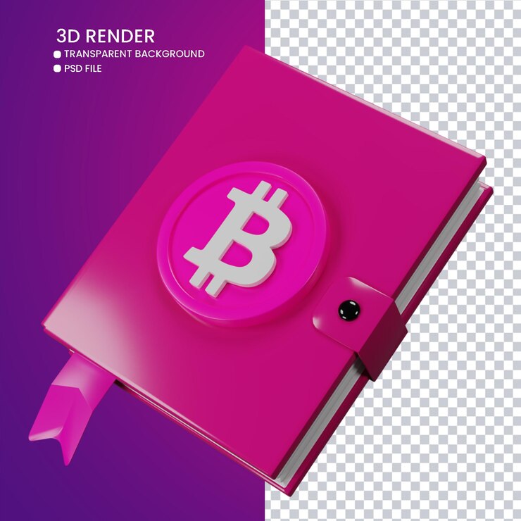 PSD representación 3d del lindo libro de bitcoin
