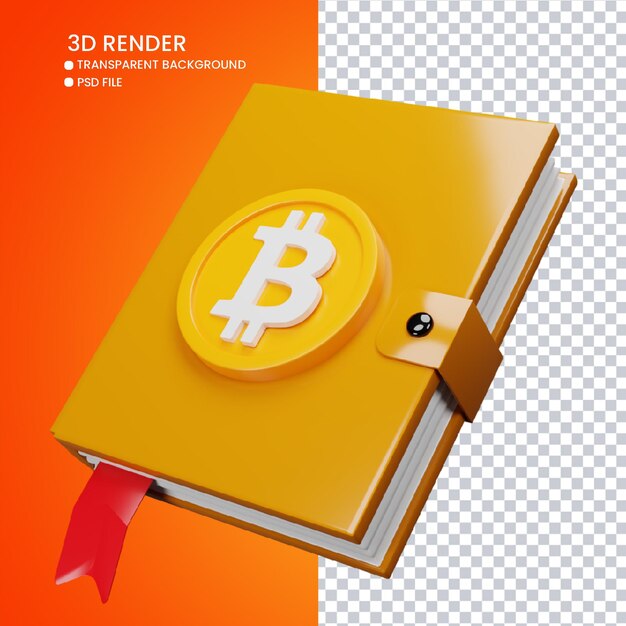 PSD representación 3d del lindo libro de bitcoin