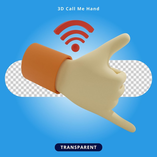 Representación 3d llámame ilustración de la mano