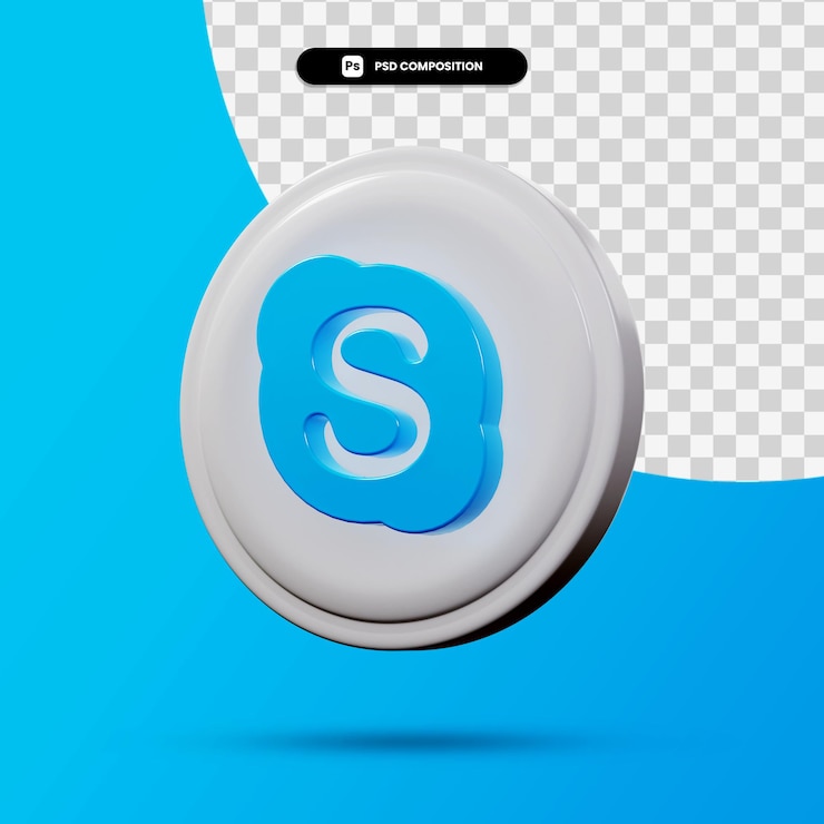 PSD representación 3d del logotipo de la aplicación de skype aislado