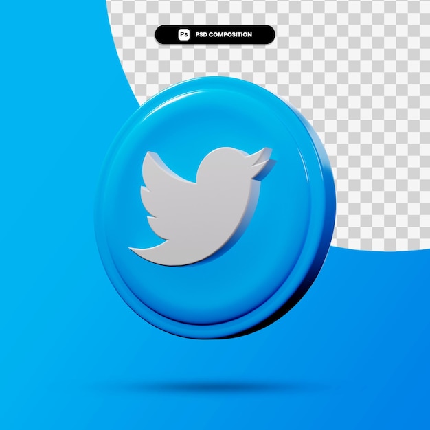 Representación 3d del logotipo de la aplicación de twitter aislado