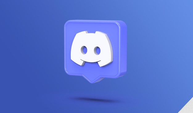 Representación 3D del logotipo de Discord en las redes sociales con diseño de cuadro de chat