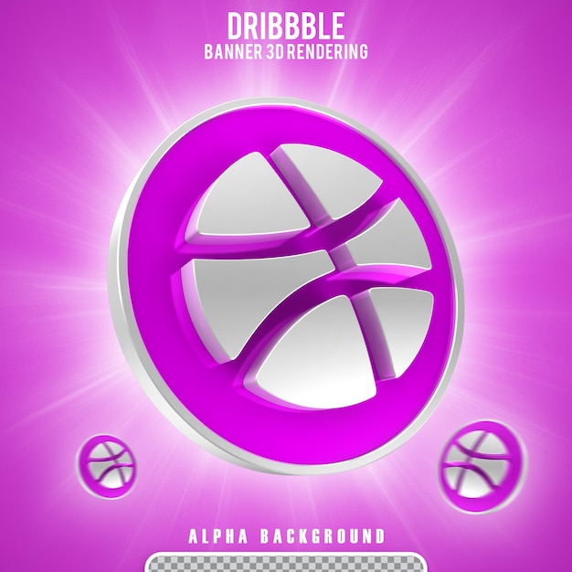 Representación 3d del logotipo del icono de dribbble