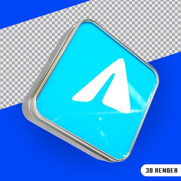 Representación 3d del logotipo y el icono de las redes sociales