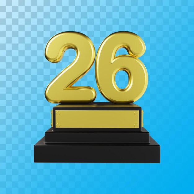 Representación 3d de lujo dorado número 26