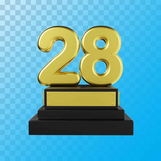 Representación 3d de lujo dorado número 28
