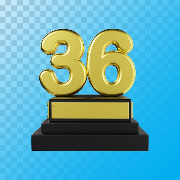 Representación 3d de lujo dorado número 36