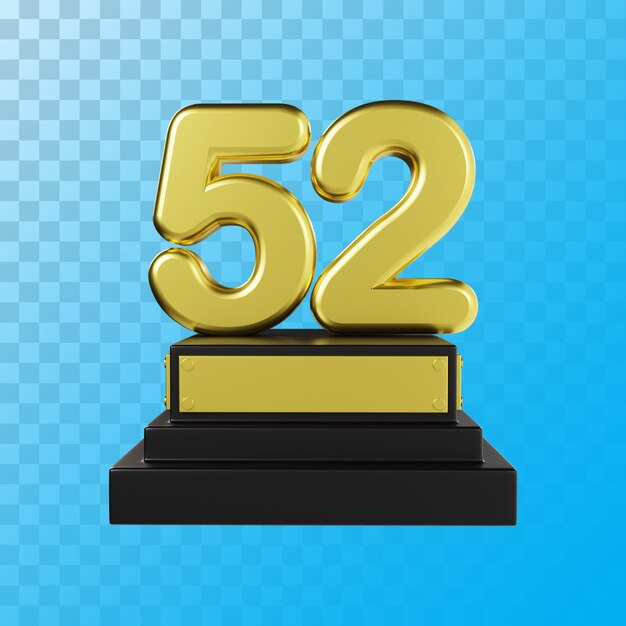 Representación 3d de lujo dorado número 52