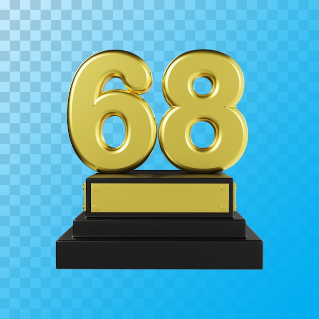 Representación 3d de lujo dorado número 68