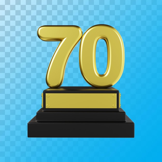 Representación 3d de lujo dorado número 70