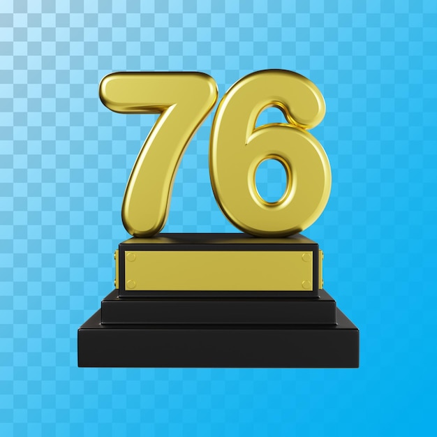 Representación 3d de lujo dorado número 76