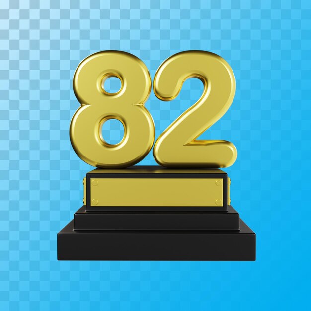 Representación 3d de lujo dorado número 82