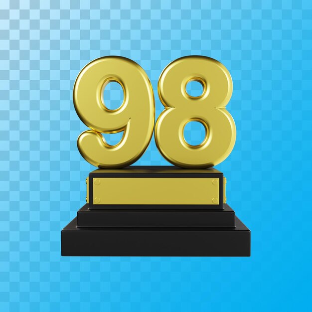 Representación 3d de lujo dorado número 98