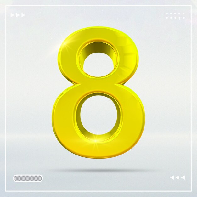 Representación 3d de lujo oro número 8