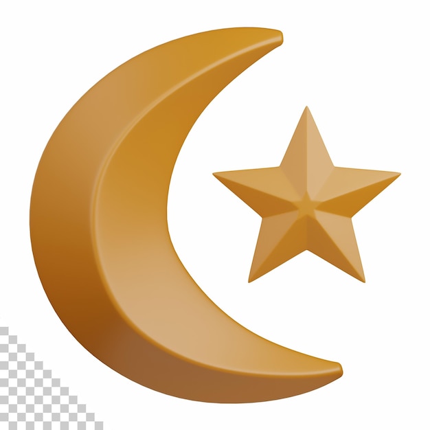 Representación 3d luna creciente aislada útil para la religión musulmana diseño ramadan kareem eid al fitr