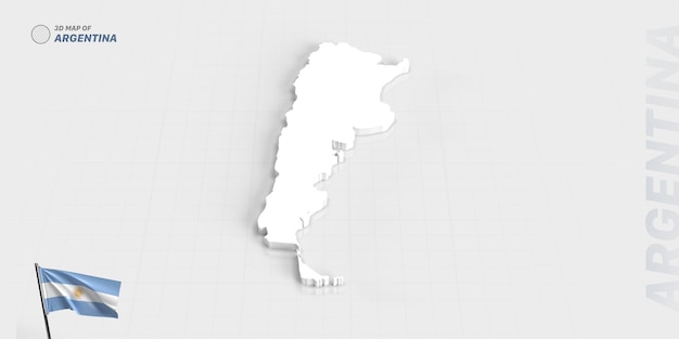Representación 3D del mapa de la bandera de ARGENTINA