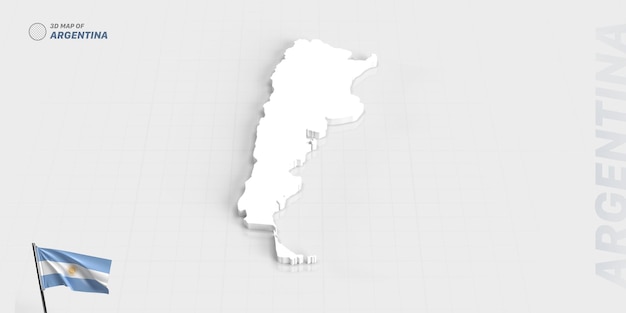 Representación 3d del mapa de la bandera de argentina