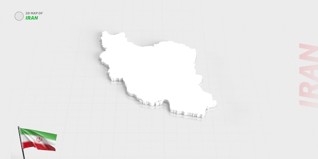 PSD representación 3d del mapa de la bandera de irán