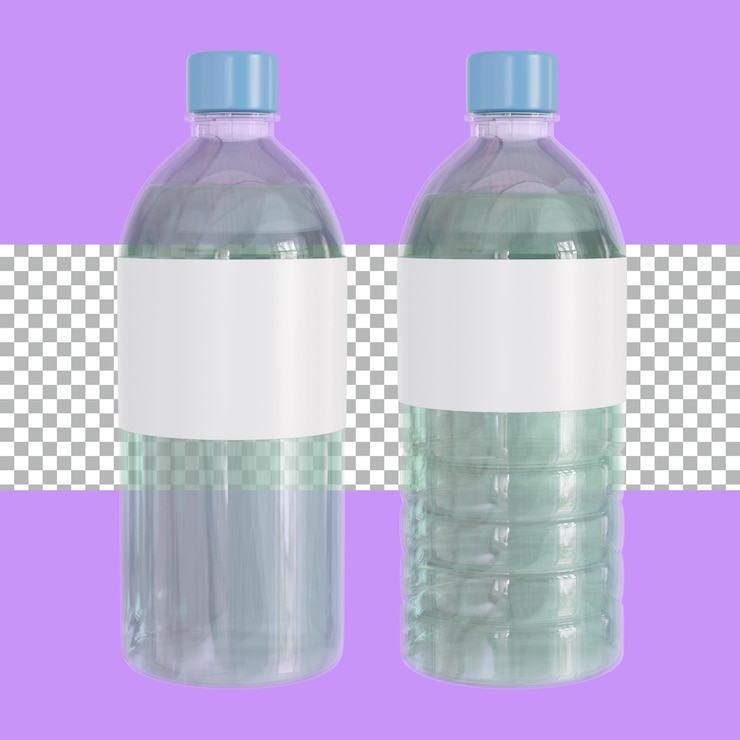 PSD representación 3d de la maqueta de la botella de agua transparente