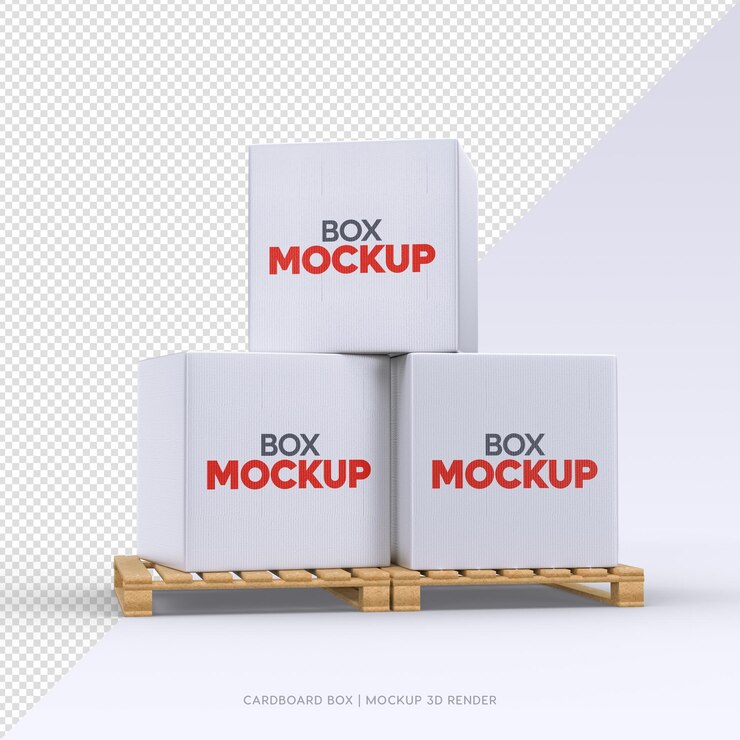 PSD representación 3d de la maqueta de la caja de cartón